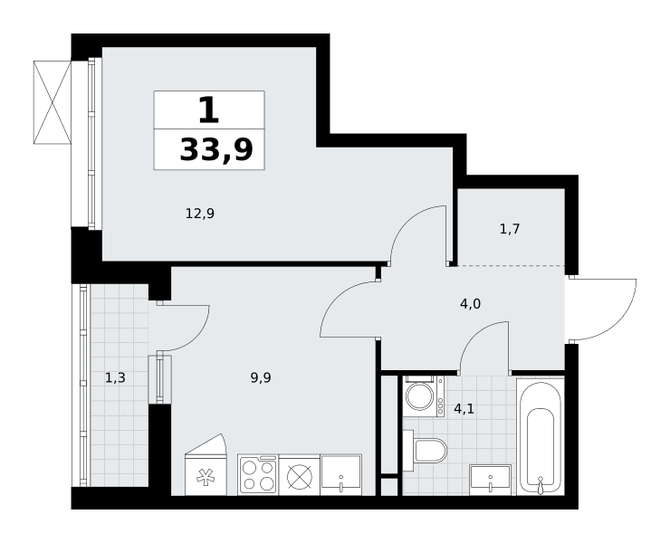 Родные кварталы Москва — планировка Студия