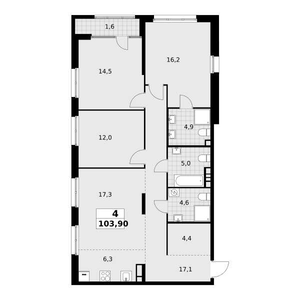 Дом на Зорге Москва — планировка Студия