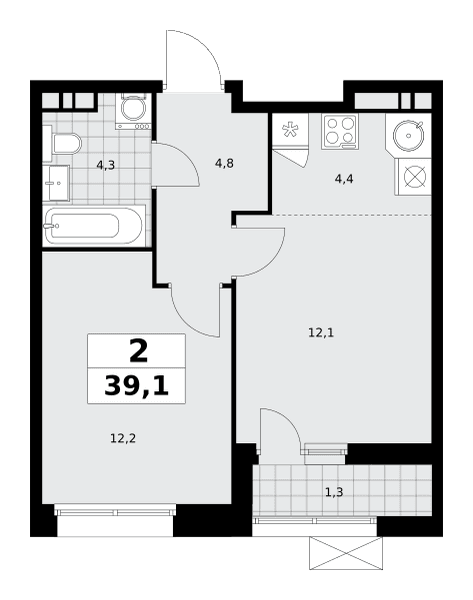 Бунинские кварталы Москва — планировка Студия
