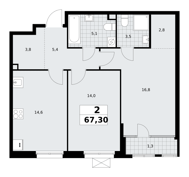 Дом на Зорге Москва — планировка Студия