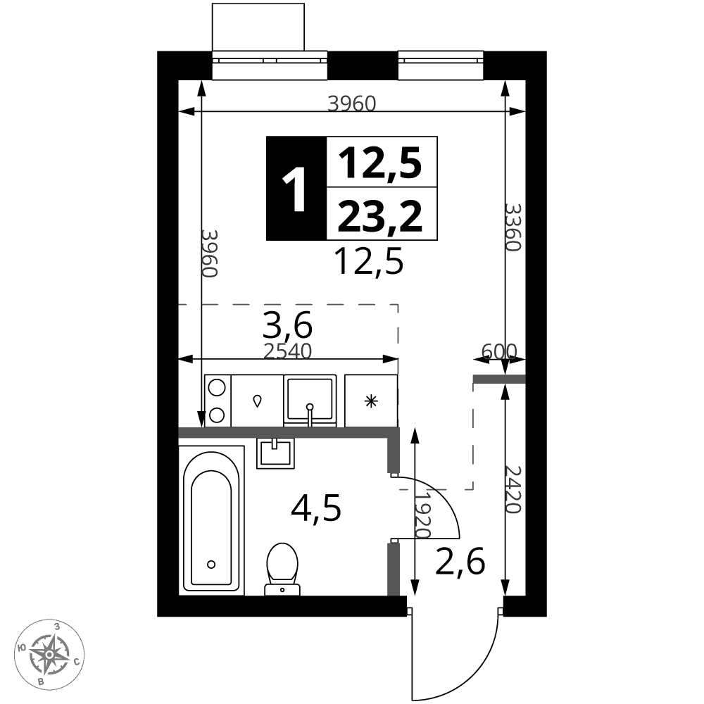 1-й Ясеневский Москва — планировка Студия
