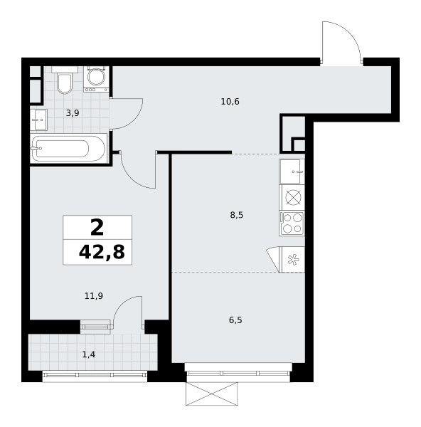 Родные кварталы Москва — планировка Студия