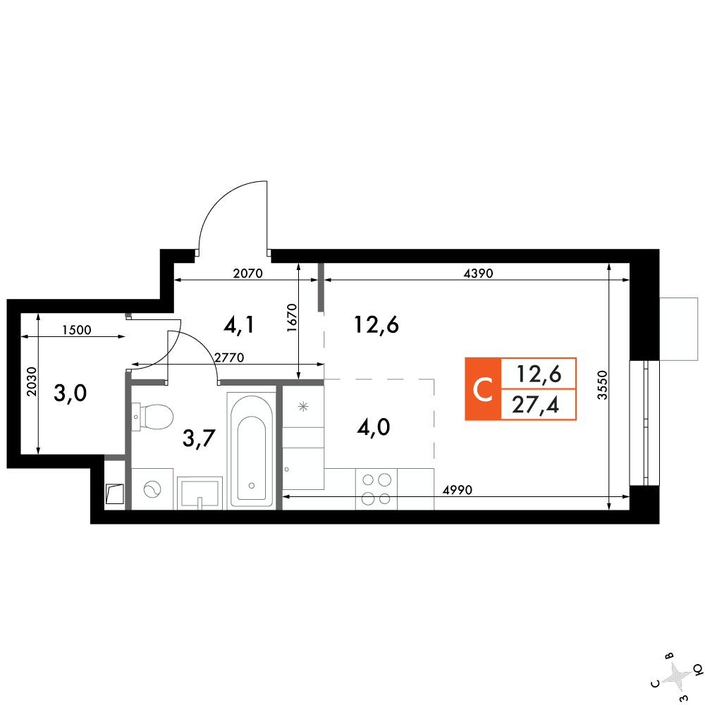 Флагман Владивосток Владивосток — планировка Студия