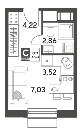 Публицист Пушкино — планировка Студия