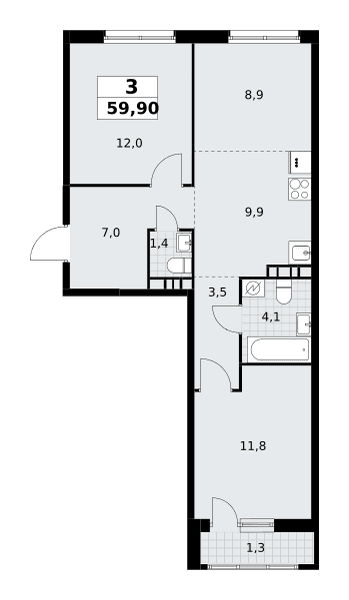 Родные кварталы Москва — планировка Студия