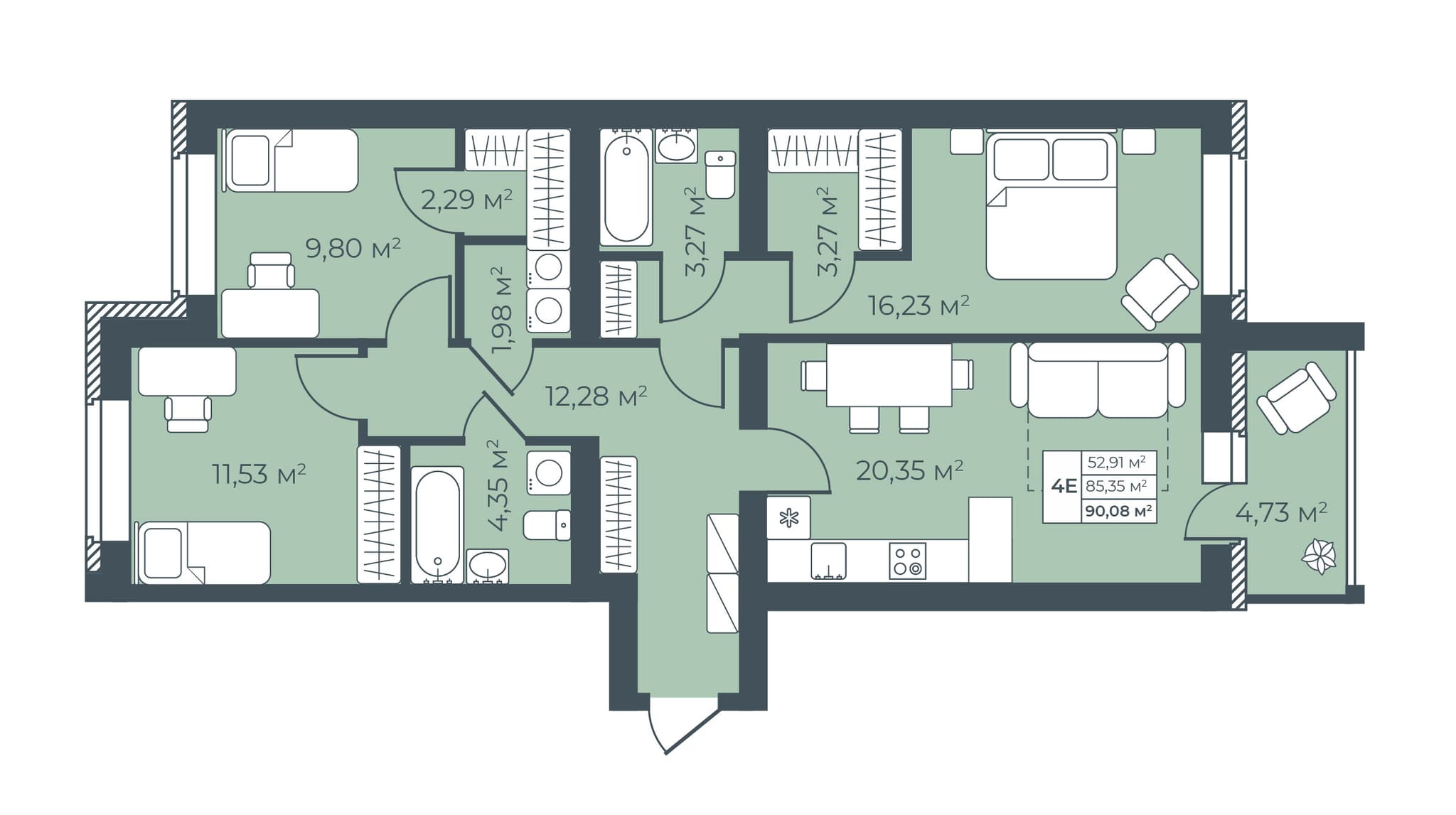 ЖК «Рябиновый» Богучар — планировка 4