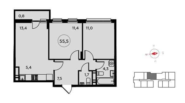 Белые ночи Москва — планировка Студия