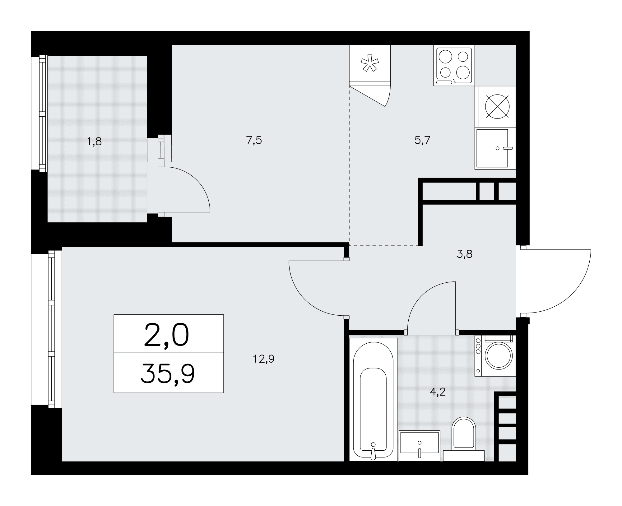 Дзен-кварталы Москва — планировка Студия
