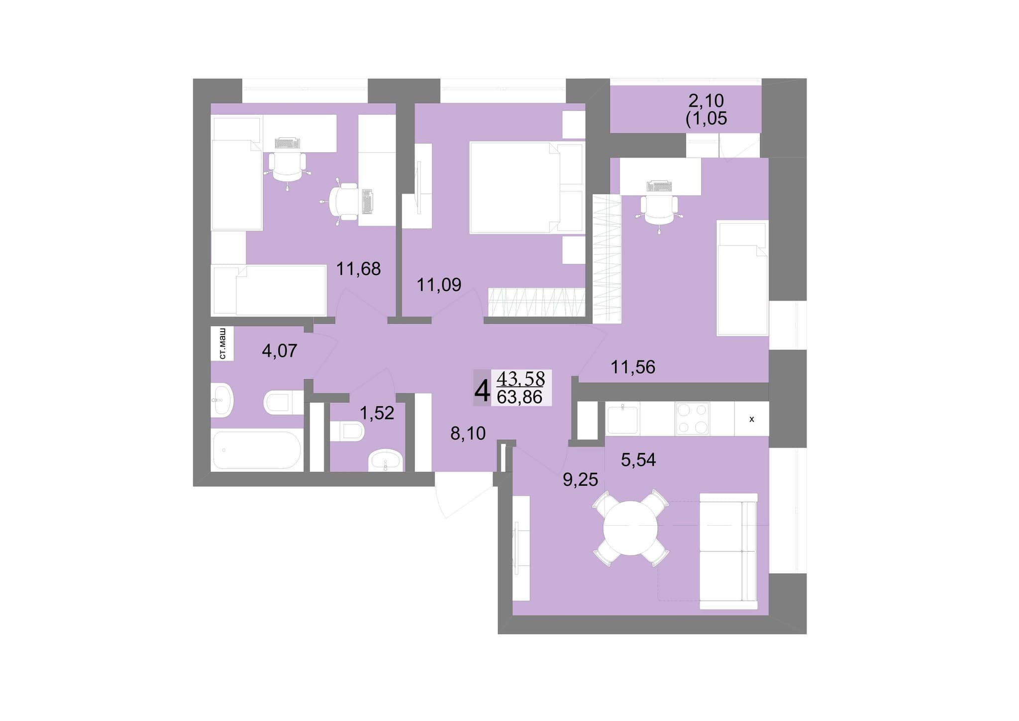 Новация Екатеринбург — планировка 4
