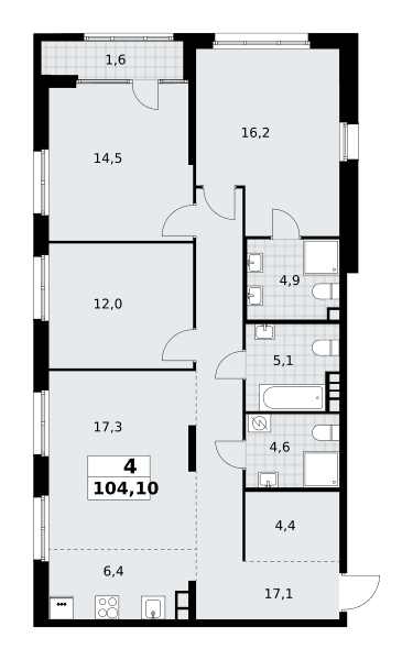 Дом на Зорге Москва — планировка Студия