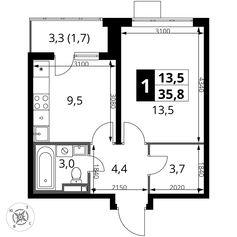 1-й Донской Видное — планировка 1