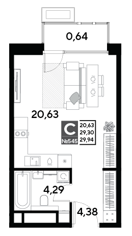 EVO Реутов — планировка Студия