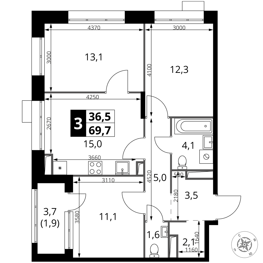 1-й Саларьевский Москва — планировка 3