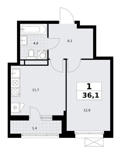 Родные кварталы Москва — планировка Студия