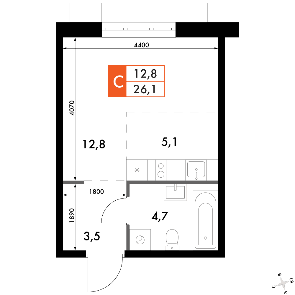 Флагман Владивосток Владивосток — планировка Студия