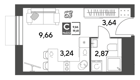 Публицист Пушкино — планировка Студия