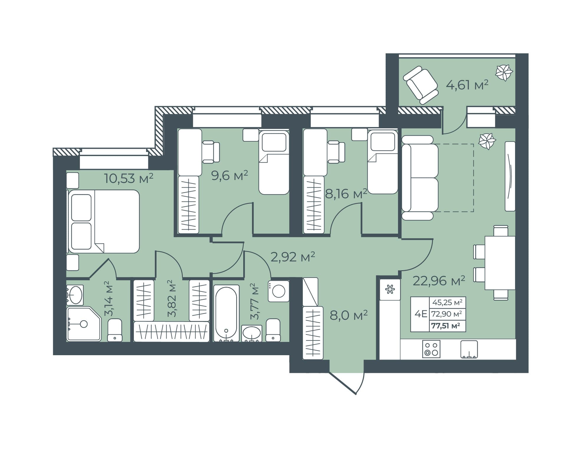 Трестовский дом Узловая — планировка 4