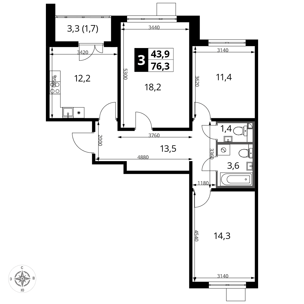 1-й Ленинградский Москва — планировка 3