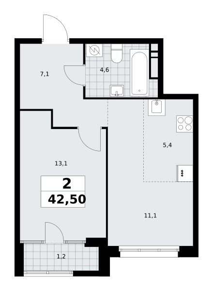 Дом на Зорге Москва — планировка Студия