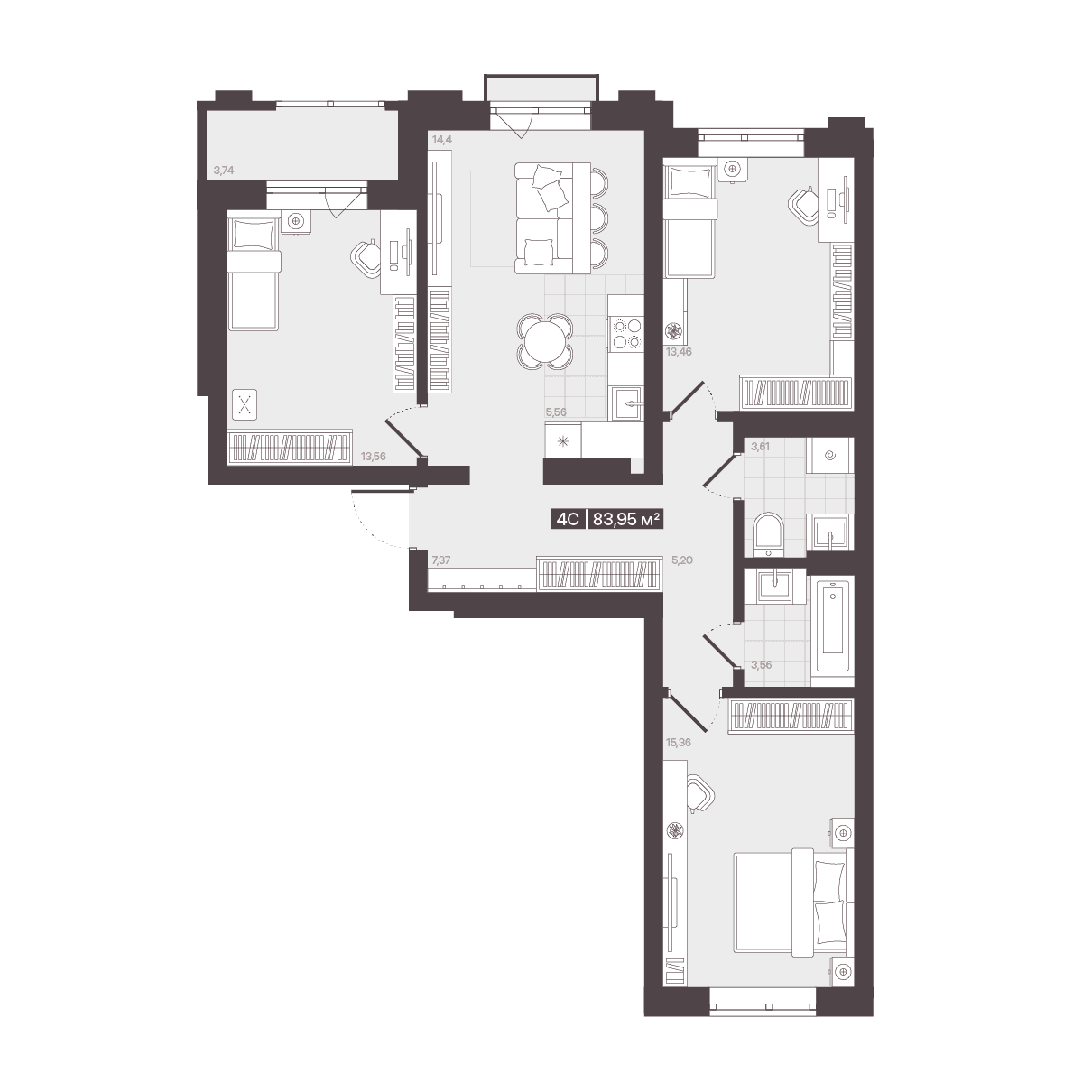 ЖК «Моне» Кемерово — планировка 4