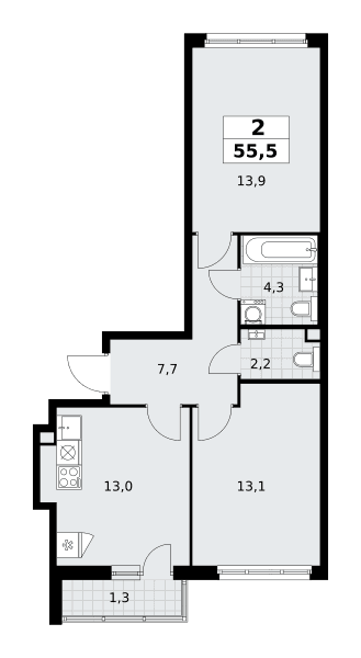Родные кварталы Москва — планировка Студия
