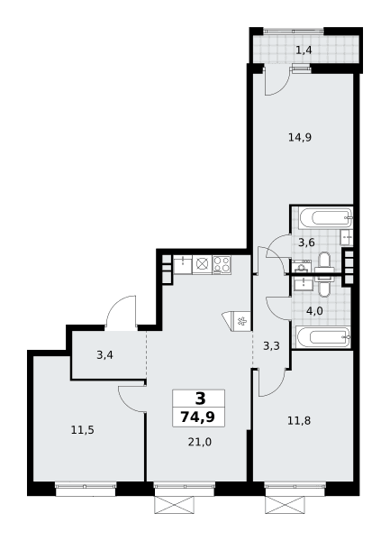 Прокшино Москва — планировка Студия