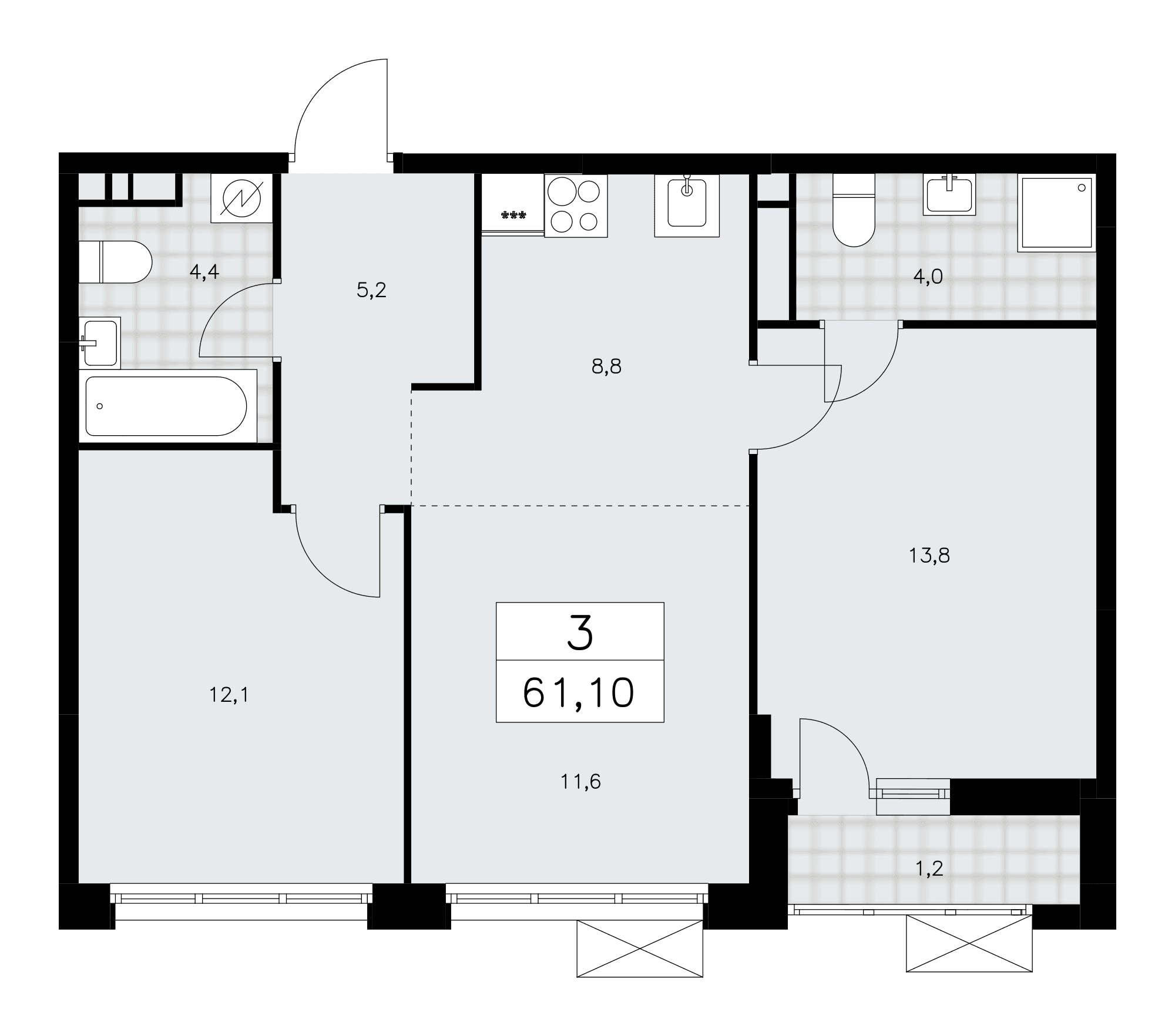 Скандинавия Москва — планировка Студия