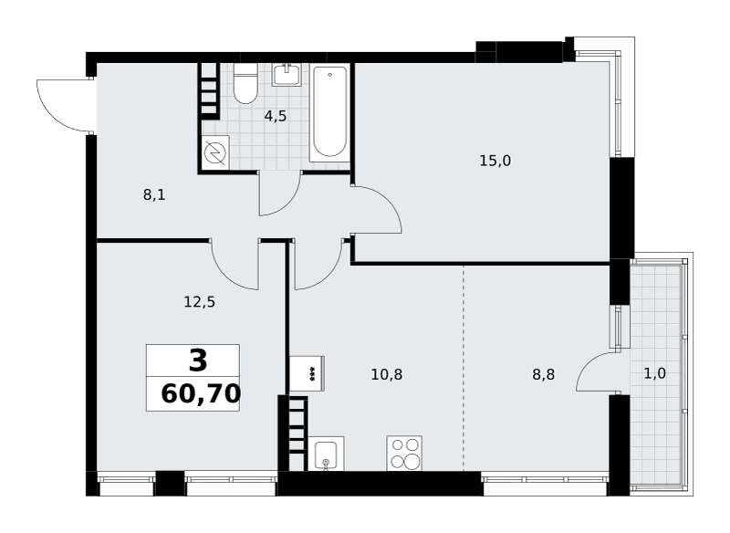 Родные кварталы Москва — планировка Студия