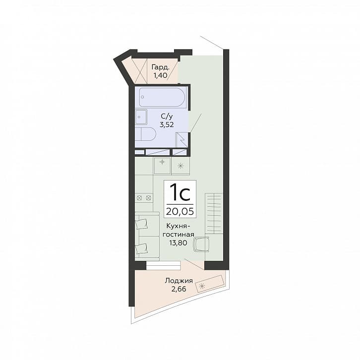 Мармелад Воронеж — планировка Студия