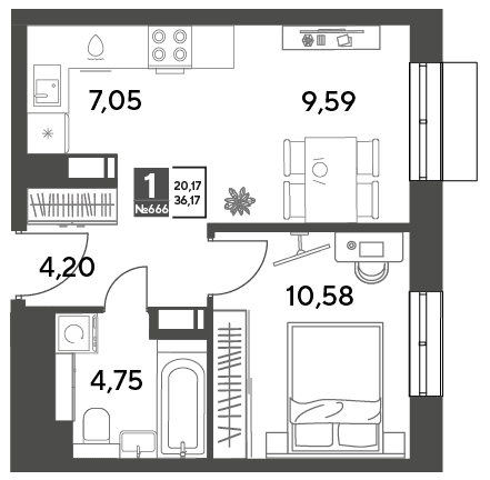 Публицист Пушкино — планировка 1
