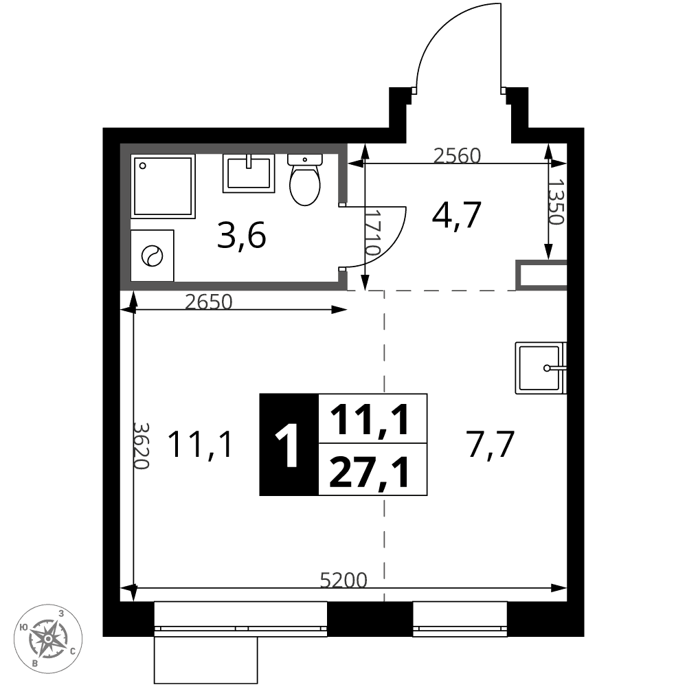 1-й Саларьевский Москва — планировка Студия