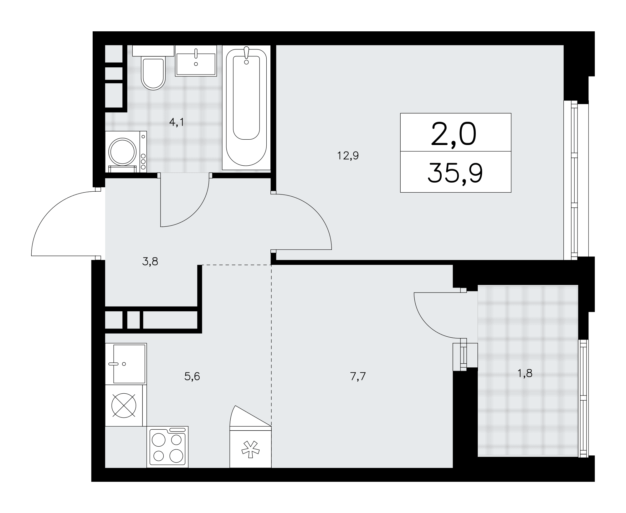 Дзен-кварталы Москва — планировка Студия