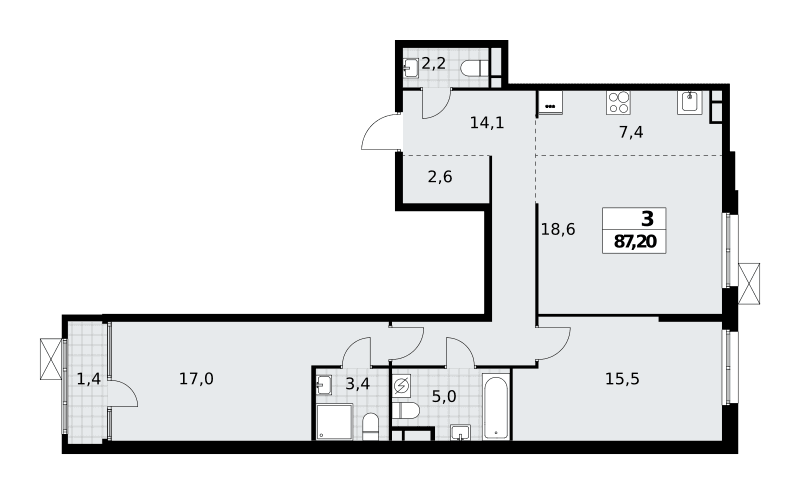 Дом на Зорге Москва — планировка Студия