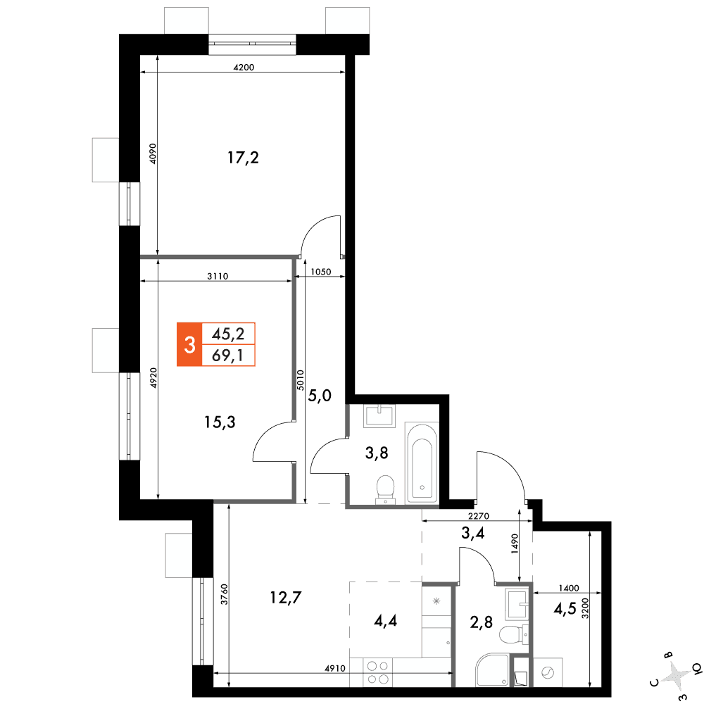 Флагман Владивосток Владивосток — планировка 3