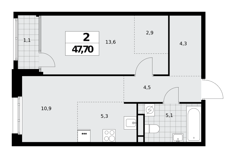 Дом на Зорге Москва — планировка Студия