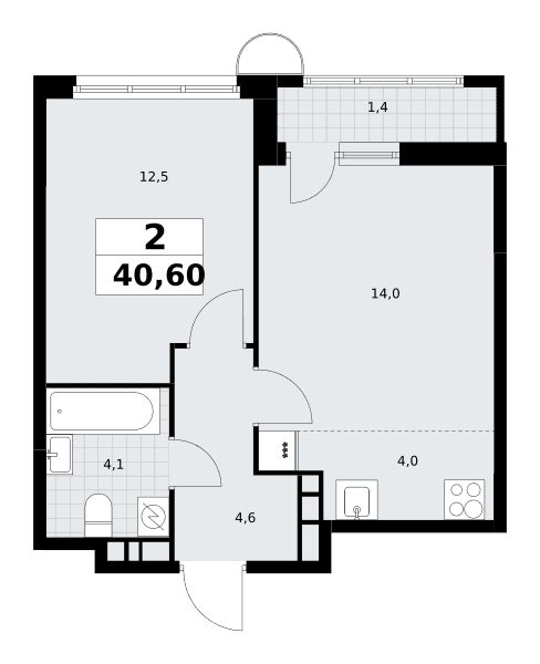 Родные кварталы Москва — планировка Студия