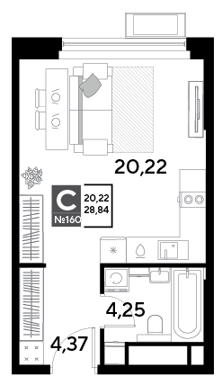 EVO Реутов — планировка Студия