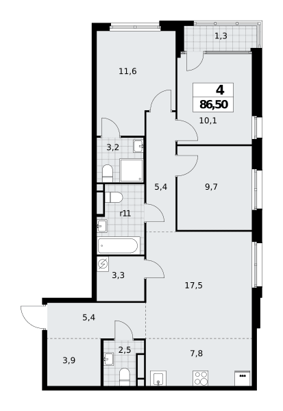 Дом на Зорге Москва — планировка Студия