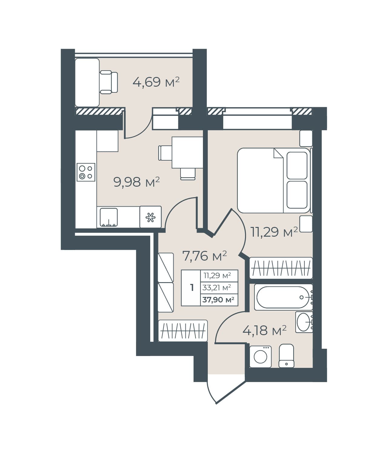 ЖК «Рябиновый» Богучар — планировка 1