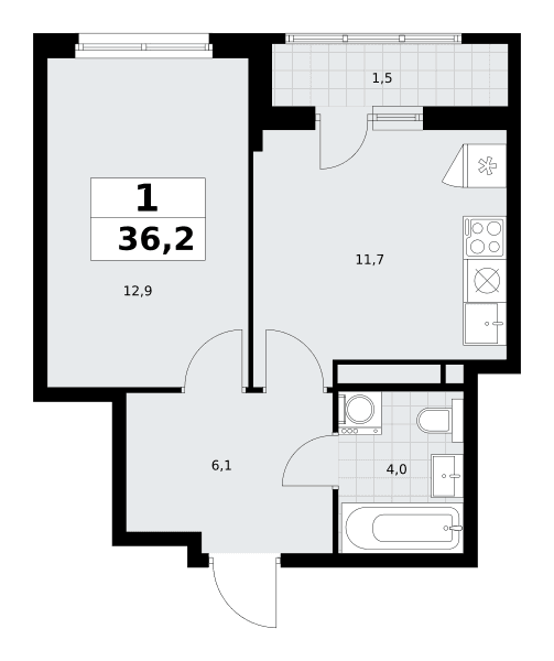 Родные кварталы Москва — планировка Студия