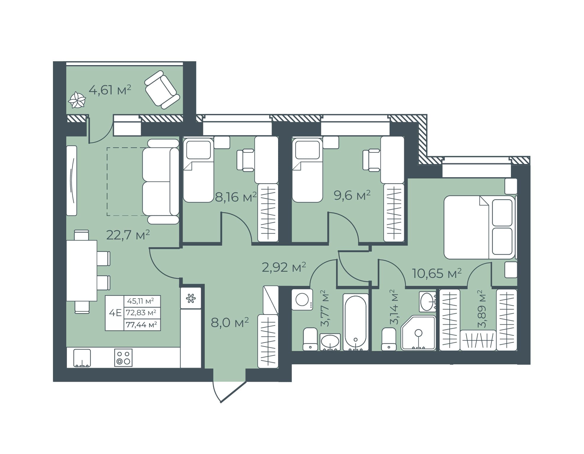 Трестовский дом Узловая — планировка 4