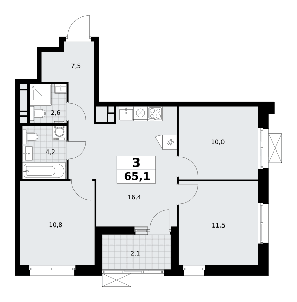 Прокшино Москва — планировка Студия