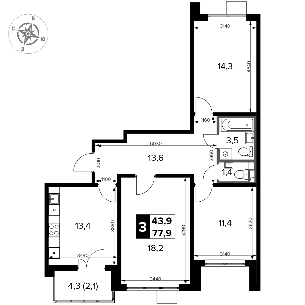 1-й Донской Видное — планировка 3