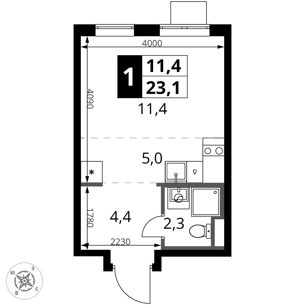 1-й Донской Видное — планировка Студия