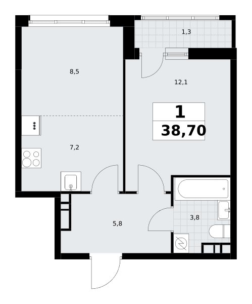 Родные кварталы Москва — планировка Студия