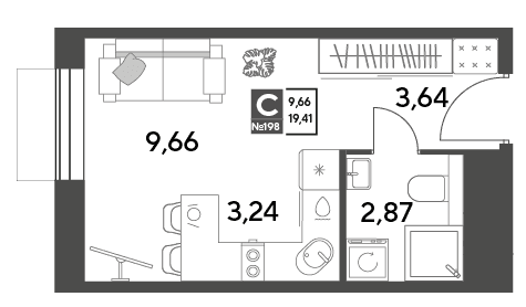 Публицист Пушкино — планировка Студия