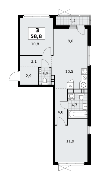 Скандинавия Москва — планировка Студия