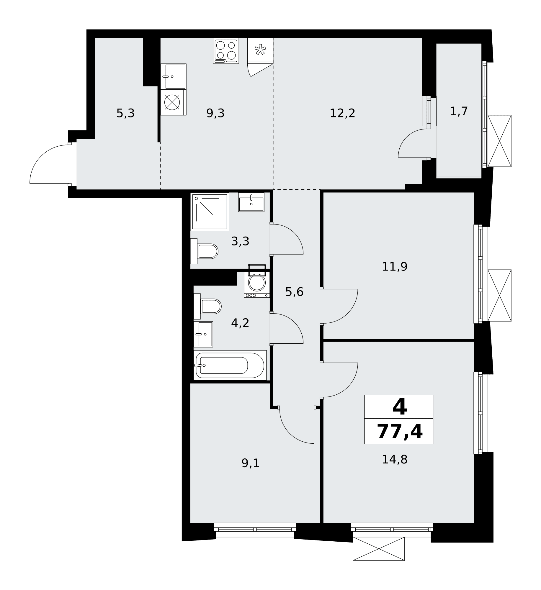 Дзен-кварталы Москва — планировка Студия