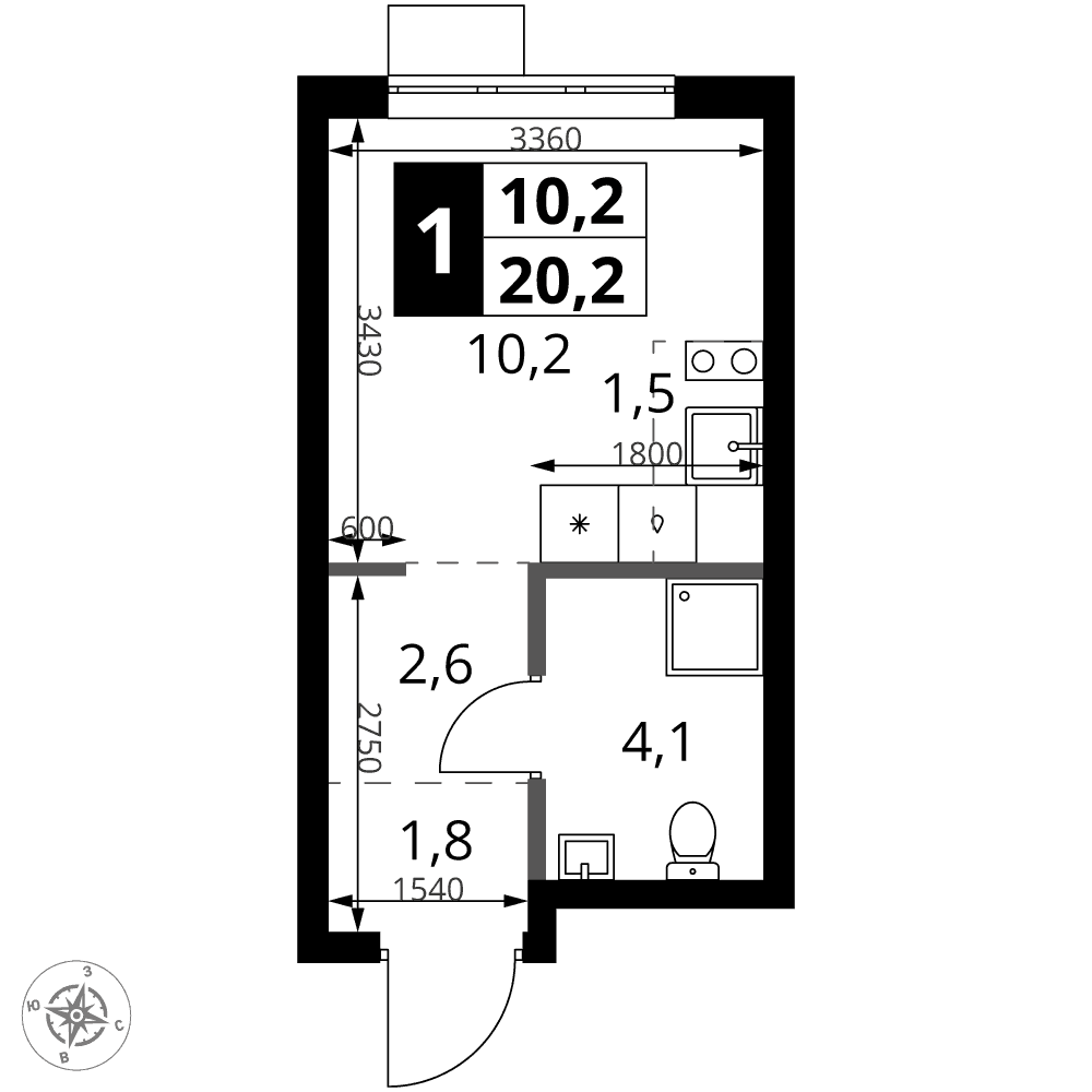 1-й Ясеневский Москва — планировка Студия